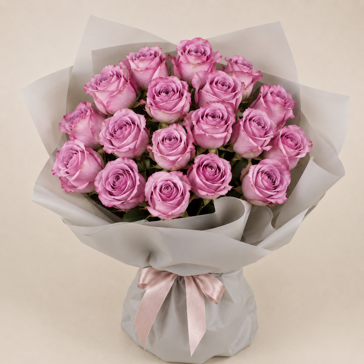 Luxury Medium Lilac Rose Bouquet | 25 Premium Lilac Roses