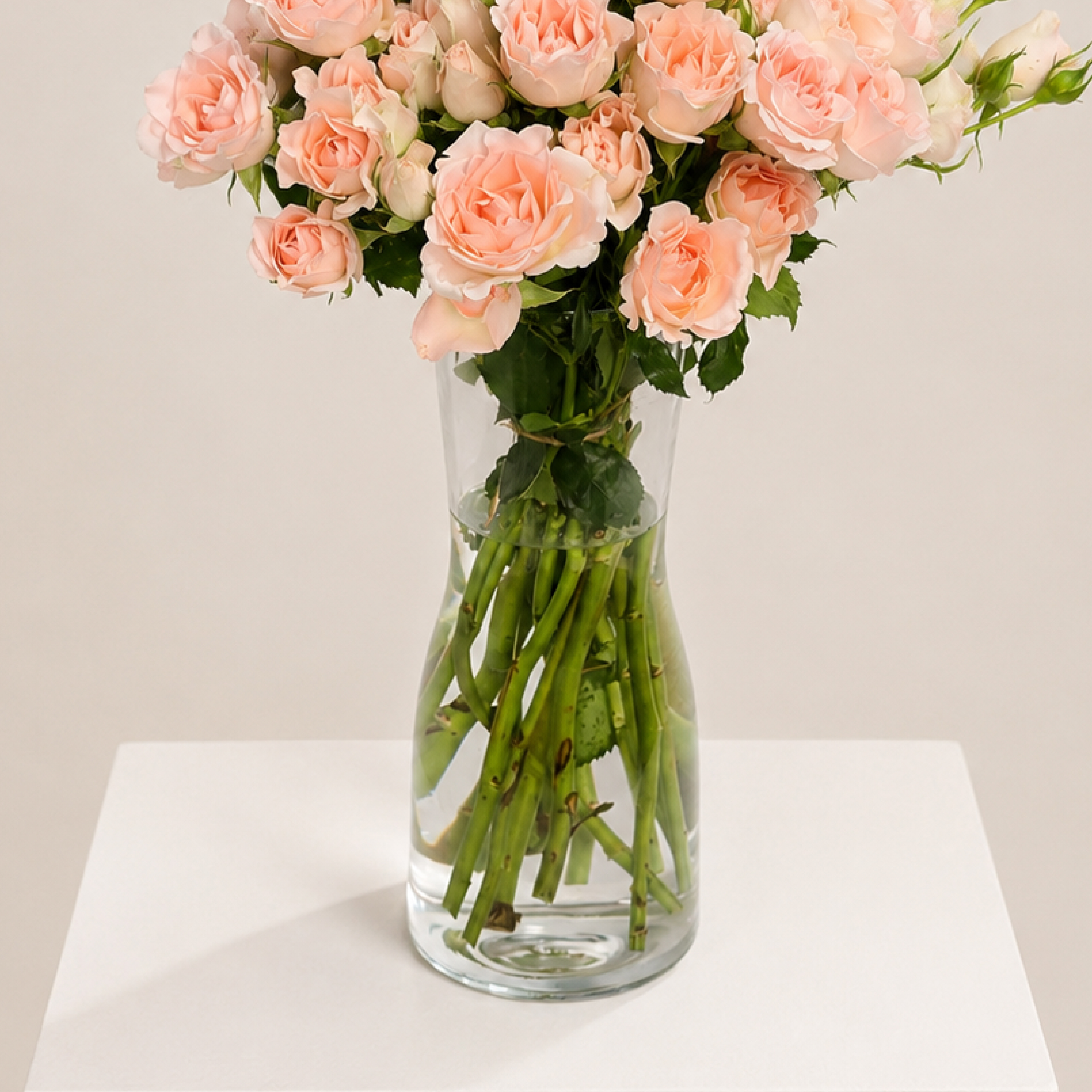 Luxury Pink Spray Rose Arrangement | Fresh Spray Roses in Elegant Glass Vase | Flori Mart Qatar 3