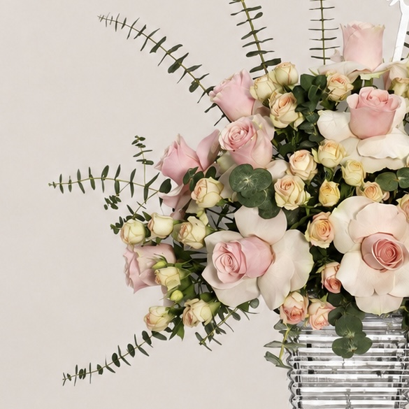 Get Well Soon Pink Roses & White Orchids in Luxury Glass Vase 4