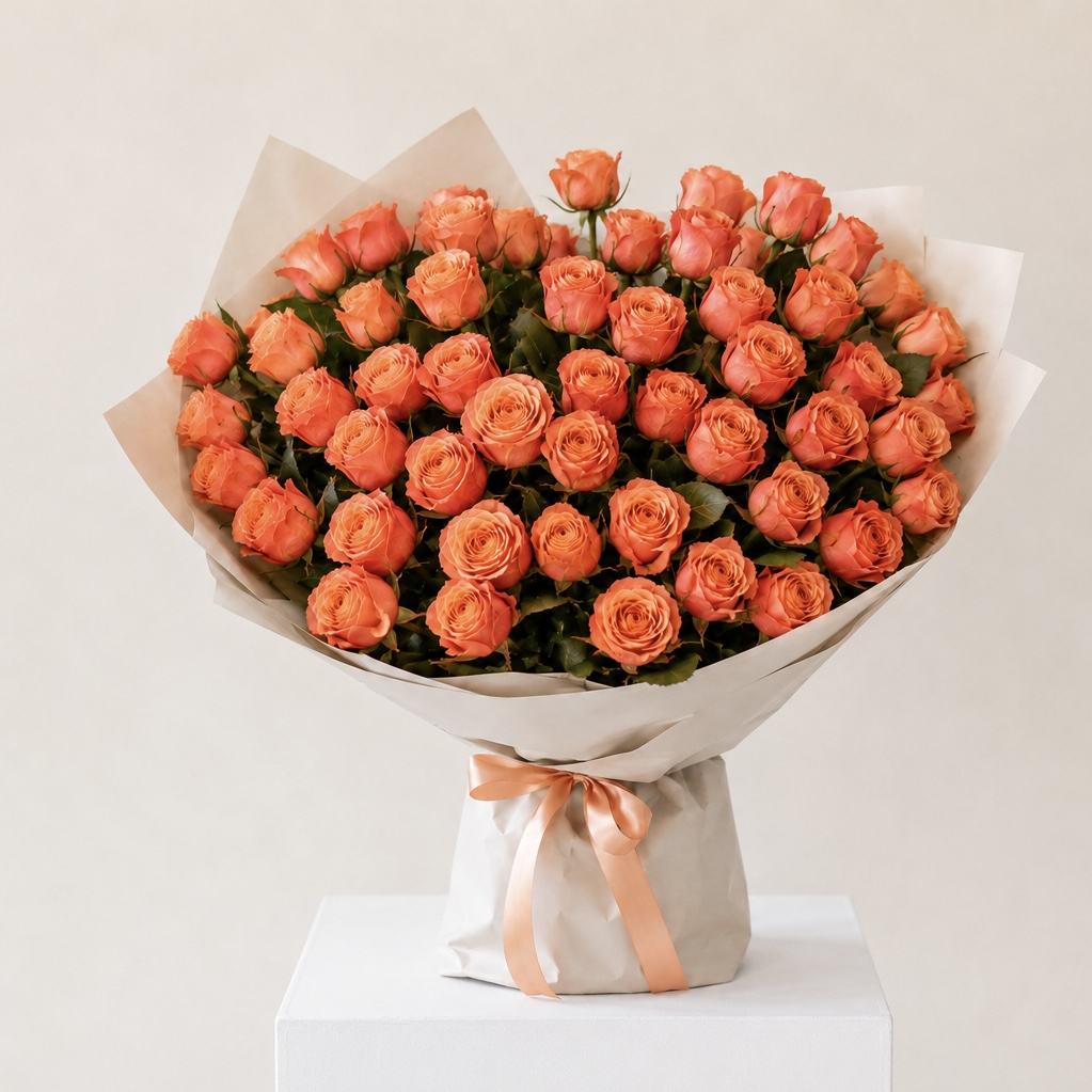 Luxury Medium Peach Rose Bouquet | 25 Premium Peach Roses 3