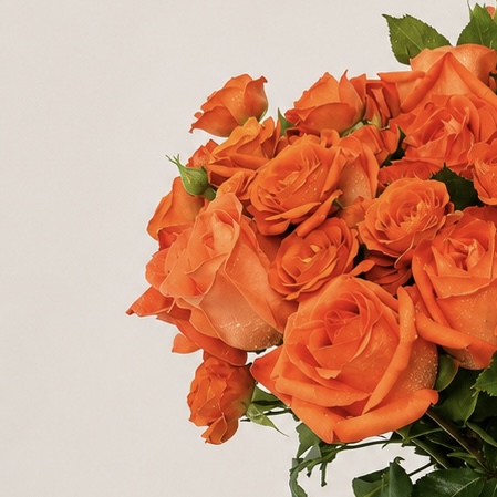 Luxury Orange Spray Roses Arrangement in Elegant Ribbed Clear Glass Vase | Flori Mart Qatar 7