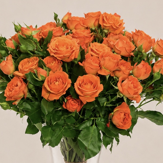 Luxury Orange Spray Roses Arrangement in Elegant Clear Glass Vase | Flori Mart Qatar 4