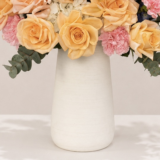 Luxury Mixed Flower Arrangement in White Ceramic Vase | Premium Fresh Flowers | Flori Mart Qatar 3