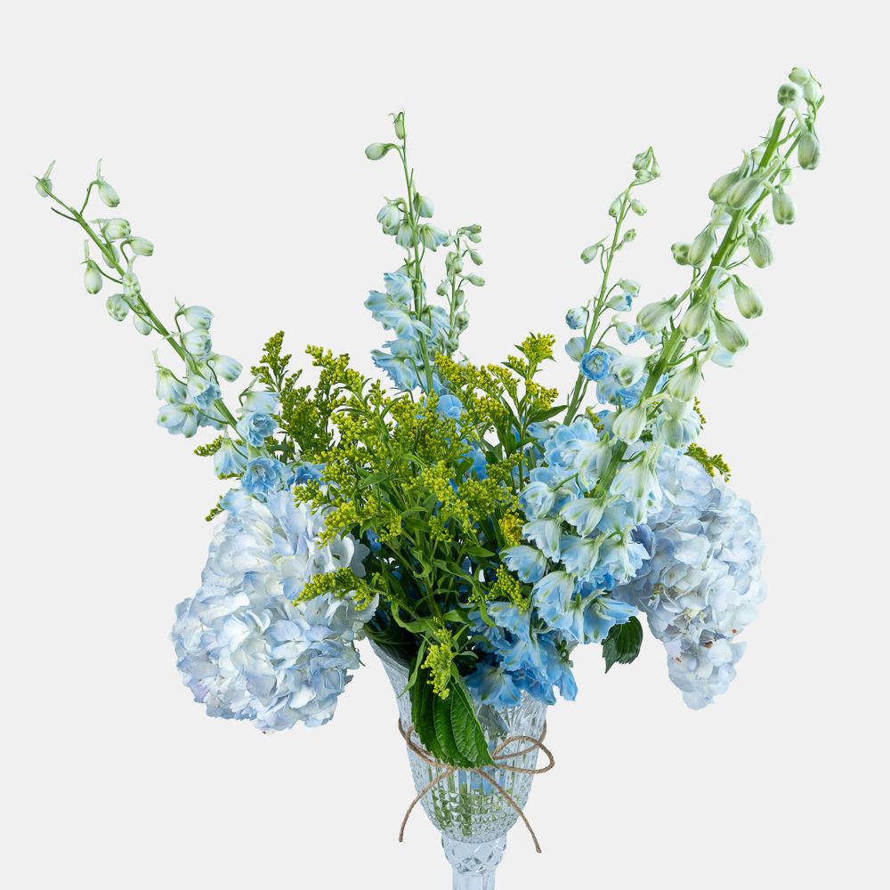Luxury Blue Hydrangea Arrangement | Blue Hydrangeas with Delphinium & Solidago 2