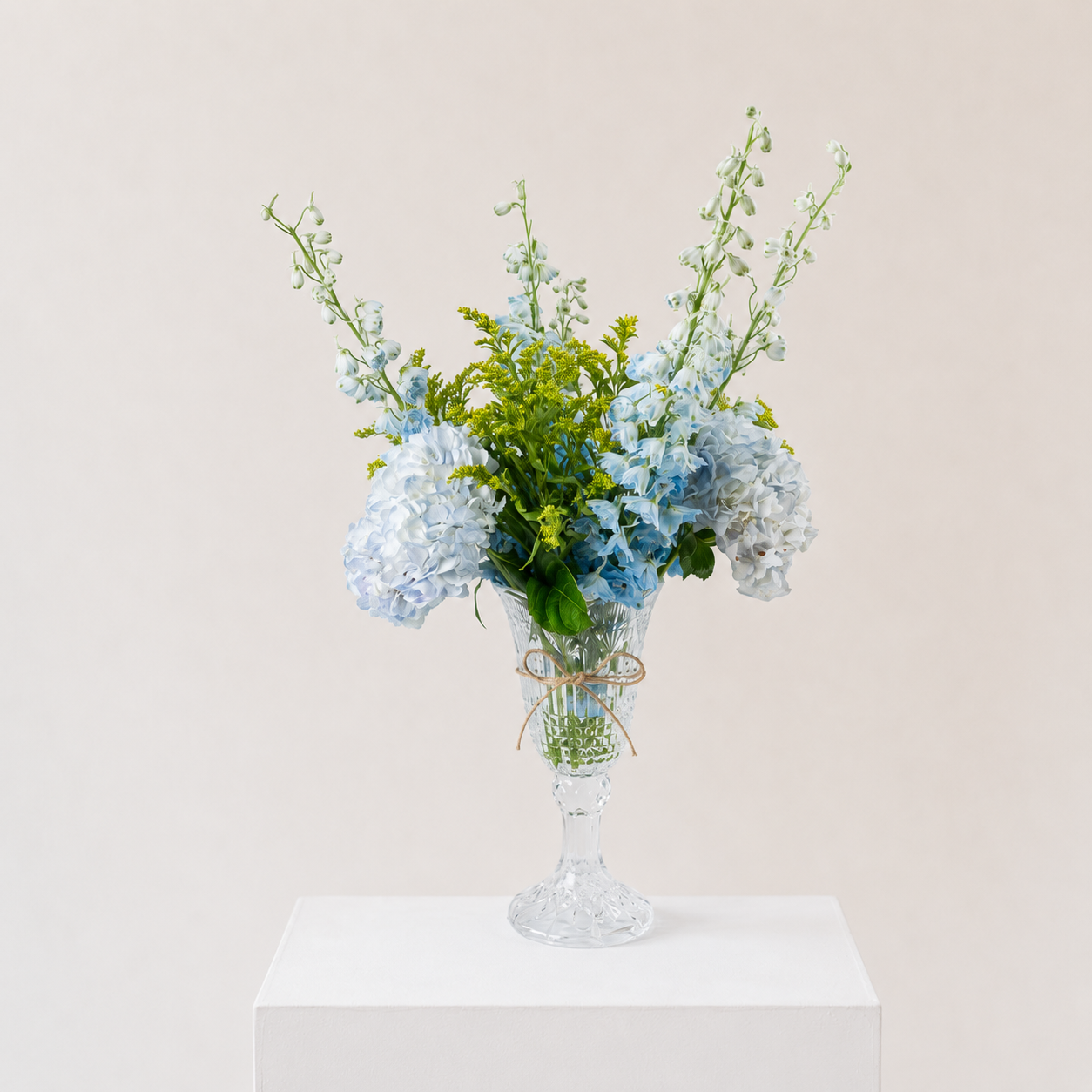 Luxury Blue Hydrangea Arrangement | Blue Hydrangeas with Delphinium & Solidago