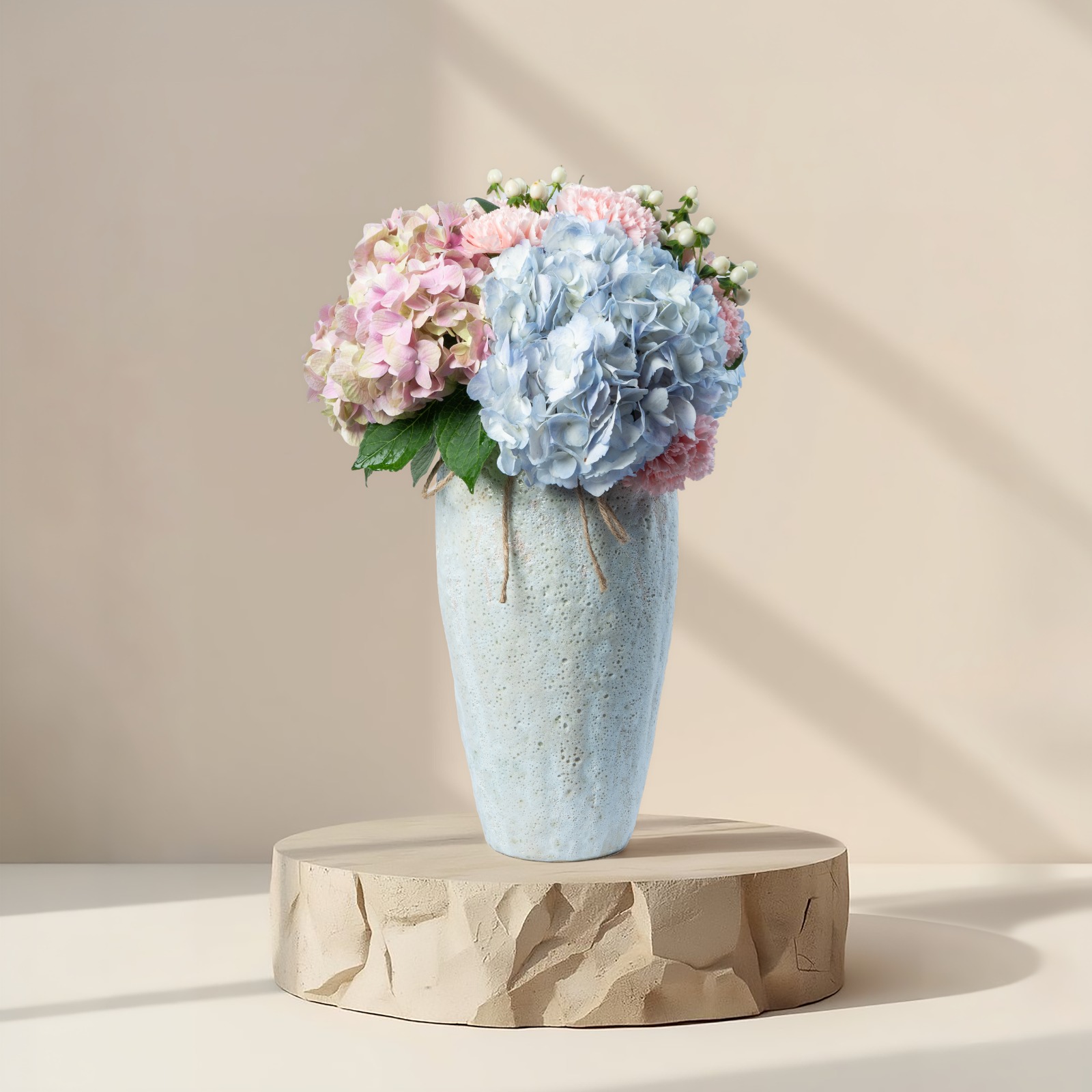 Pink & Blue Hydrangea Vase Arrangement | Luxury Floral Gift for Special Occasions