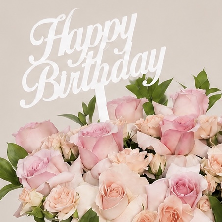 Luxury Happy Birthday Pink & Peach Roses in Mirror Box 4