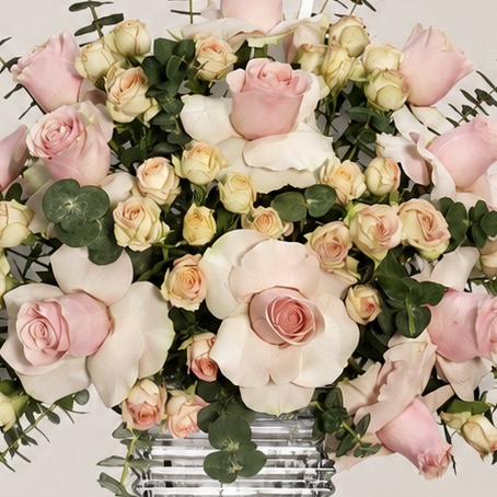 Get Well Soon Pink Roses & White Orchids in Luxury Glass Vase 6