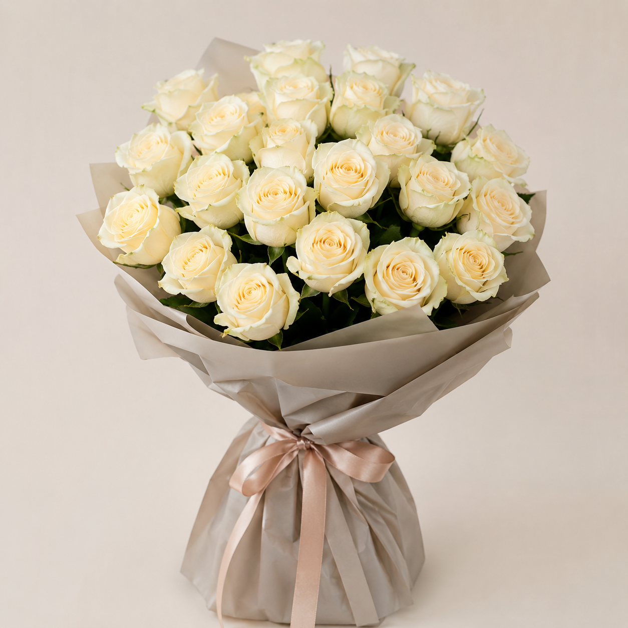 Luxury Medium White Rose Bouquet | 25 Premium White Roses