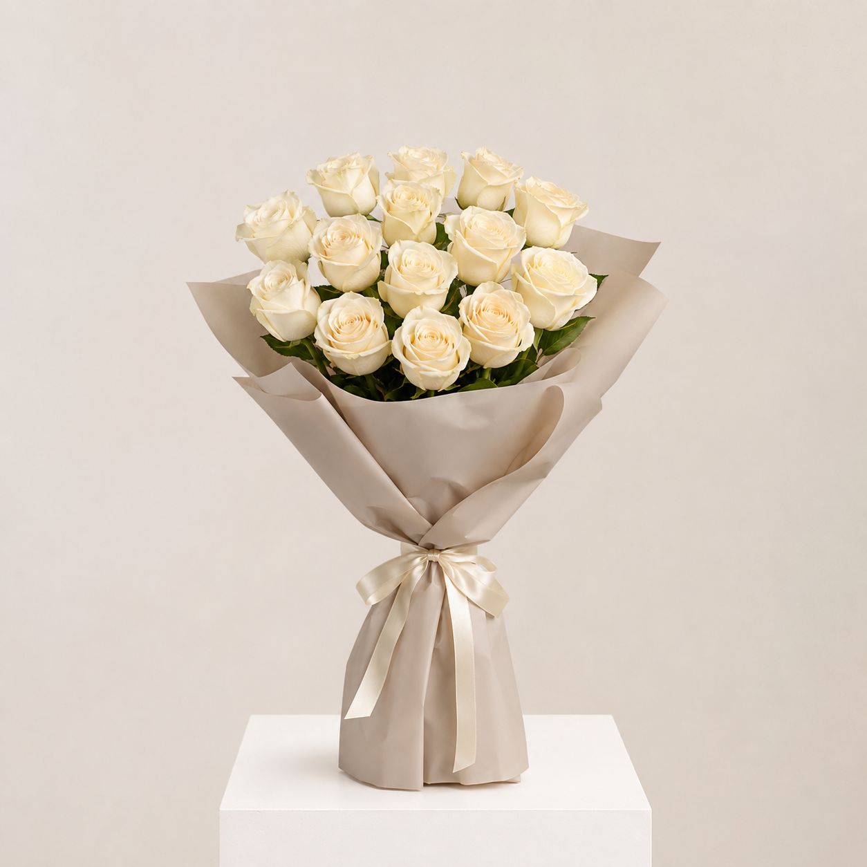 Luxury Small White Rose Bouquet | 15 Premium White Roses