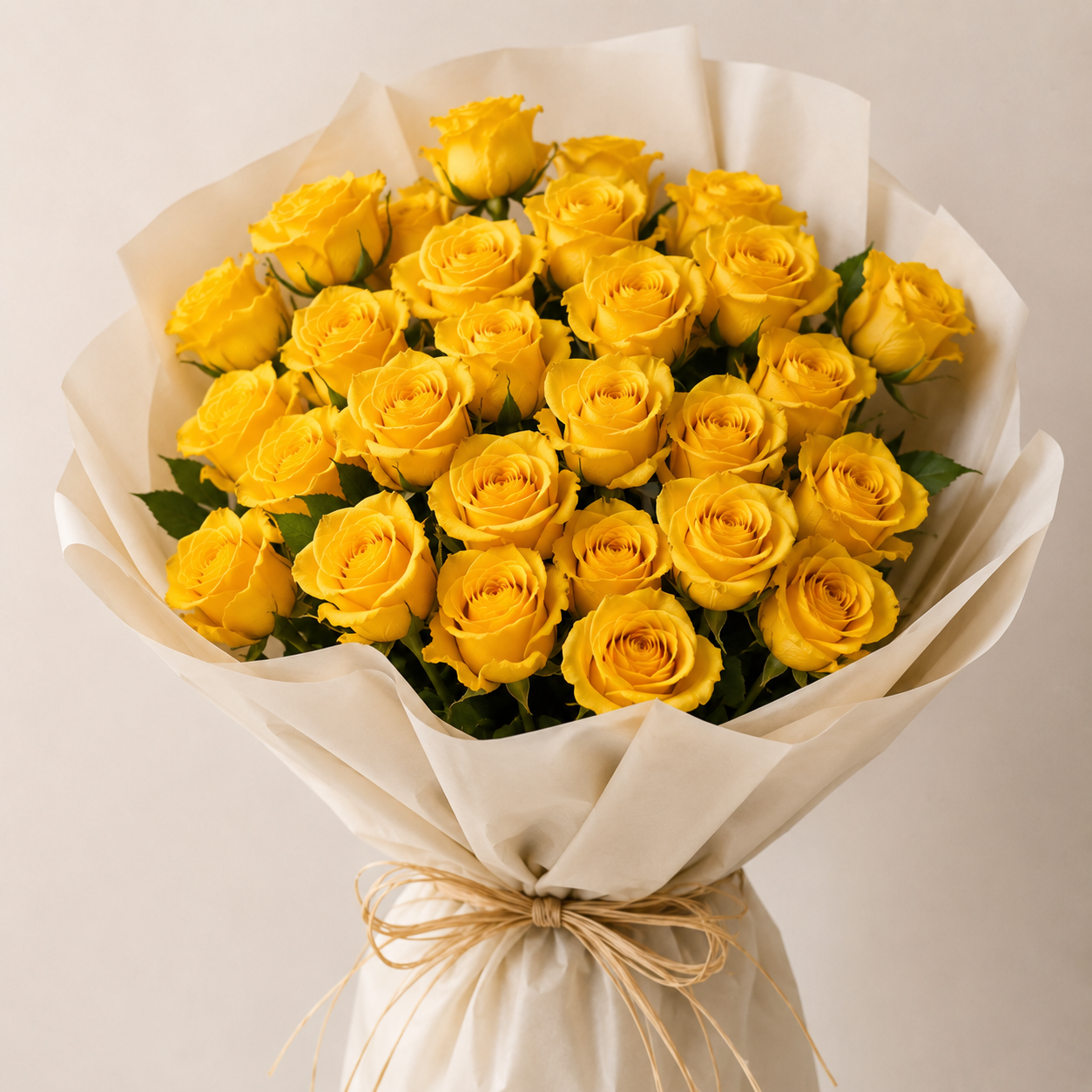 Medium Yellow Rose Bouquet | 25 Premium Yellow Roses 9