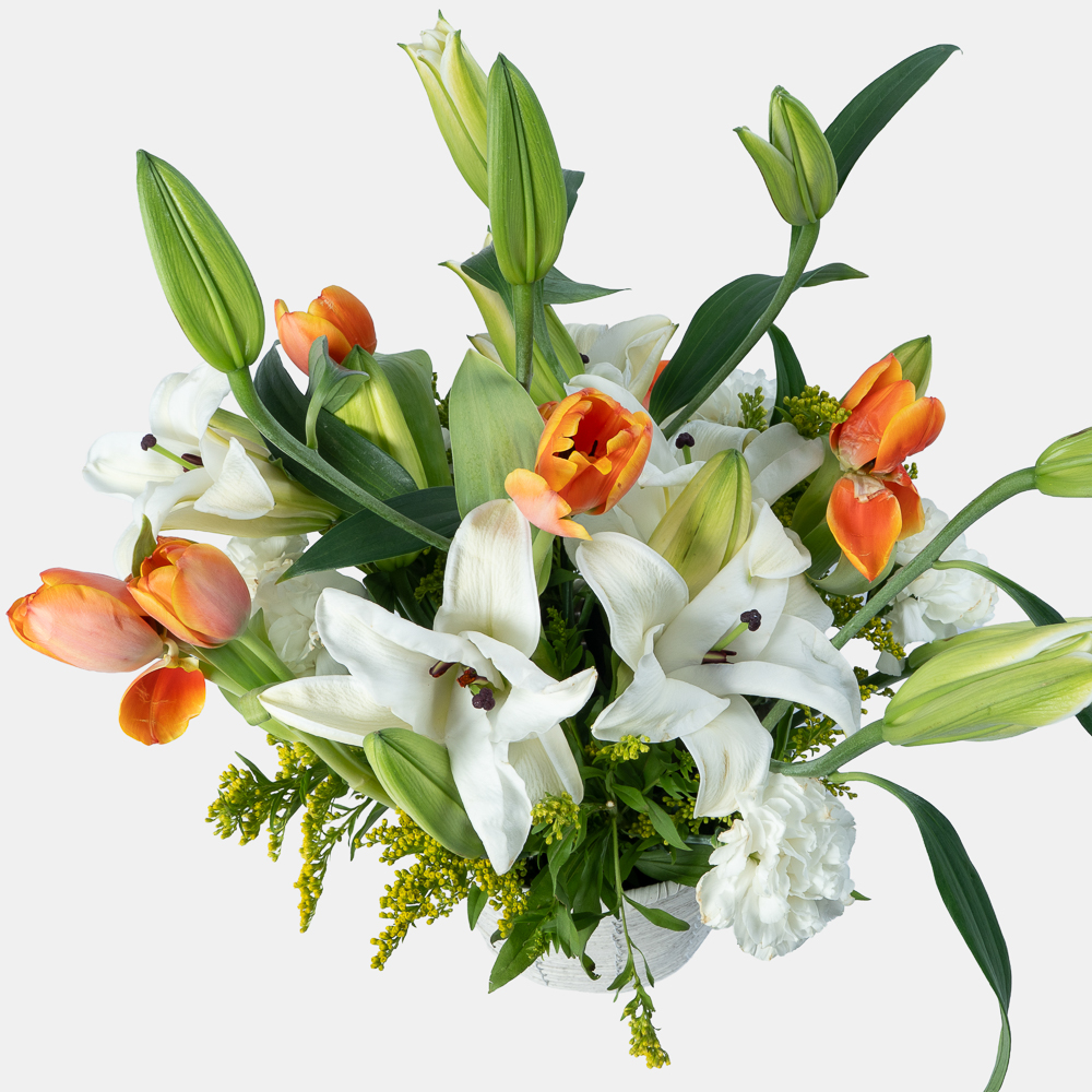 Elegant Lily & Tulip Basket Arrangement | Premium Fresh Flowers | Flori Mart Qatar 2