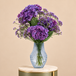 Purple Hydrangea Vase Arrangement | Flori Mart Qatar 4