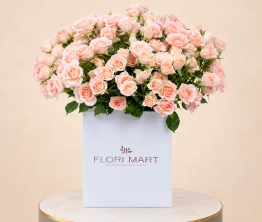 Blush Pink Spray Roses in White Flori Mart Box 2