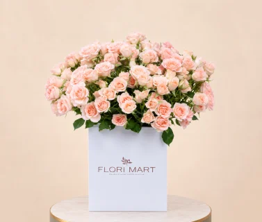 Blush Pink Spray Roses in White Flori Mart Box