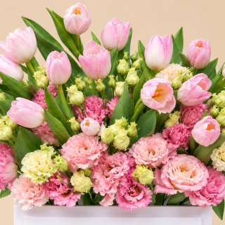 Pink Tulip & Eustoma Flower Box – Happy Anniversary 4