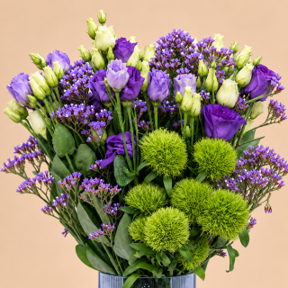 Purple Eustoma & Green Mixed Flower Vase | Flori Mart Qatar 3